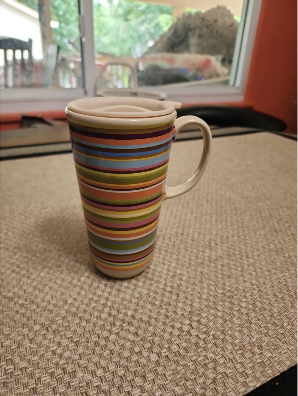 LONGABERGER Multi-Color Striped Travel Mug 16oz
